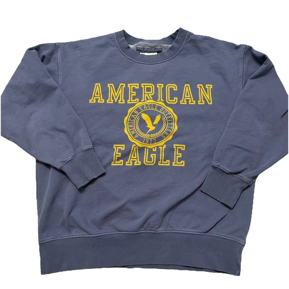 Vintage American Eagle Crewneck Sweatshirt XS Blue Y2K big Logo